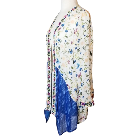 SOFT SURROUNDINGS Art Nouveau Topper Size S Embroidered Kimono Boho Beach Floral - Picture 5 of 11